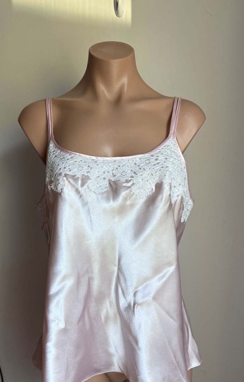 Oscar de la Renta Pink Label Satin Lace Camisole Tank Top XL